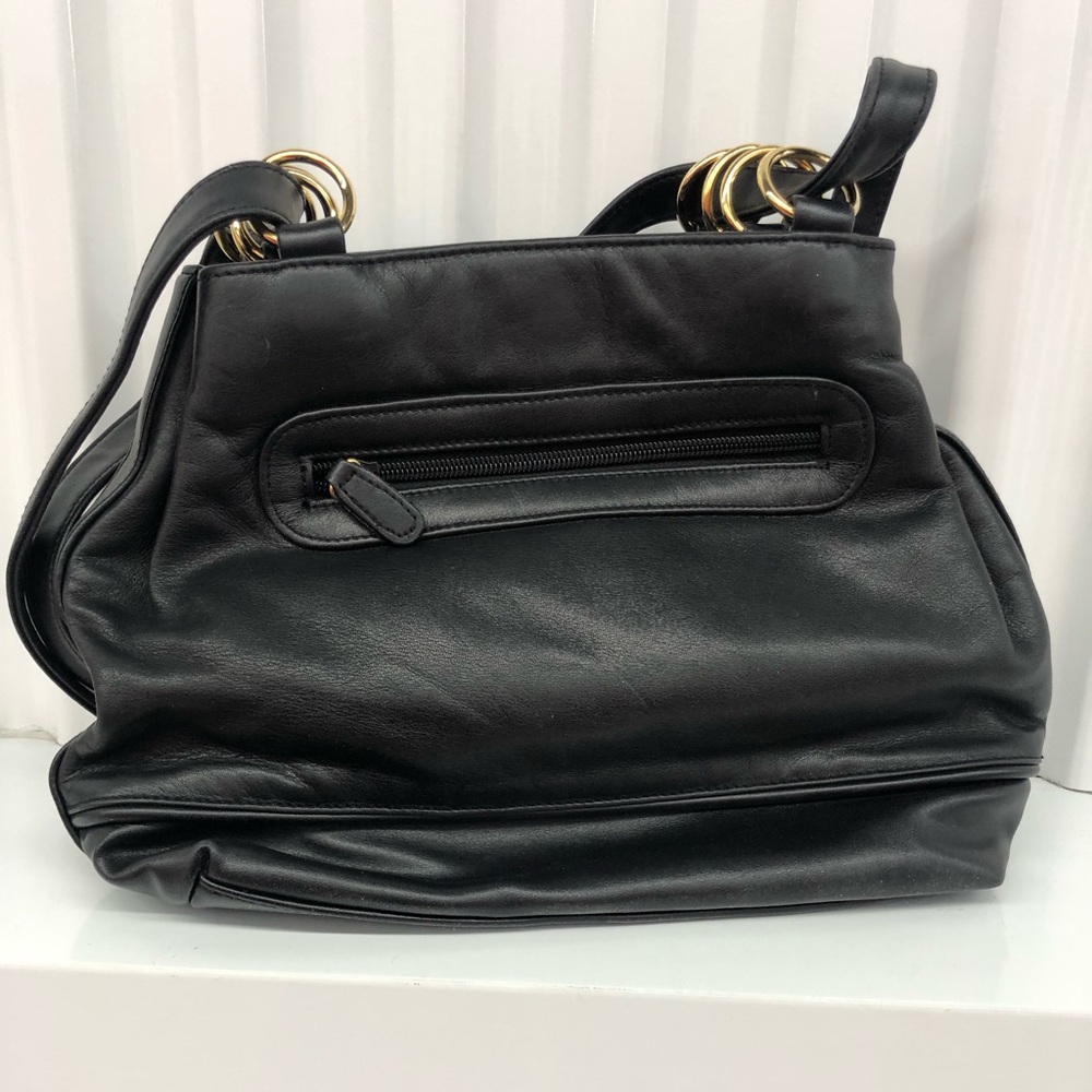 Jennifer Moore Black Leather Shoulder Bag